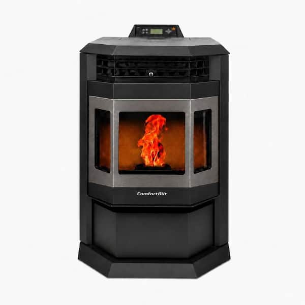ComfortBilt 2,800 sq. ft. Pellet Stove with 55 lbs. Hopper in Black with Stainless Steel Trim HP22SS-Black