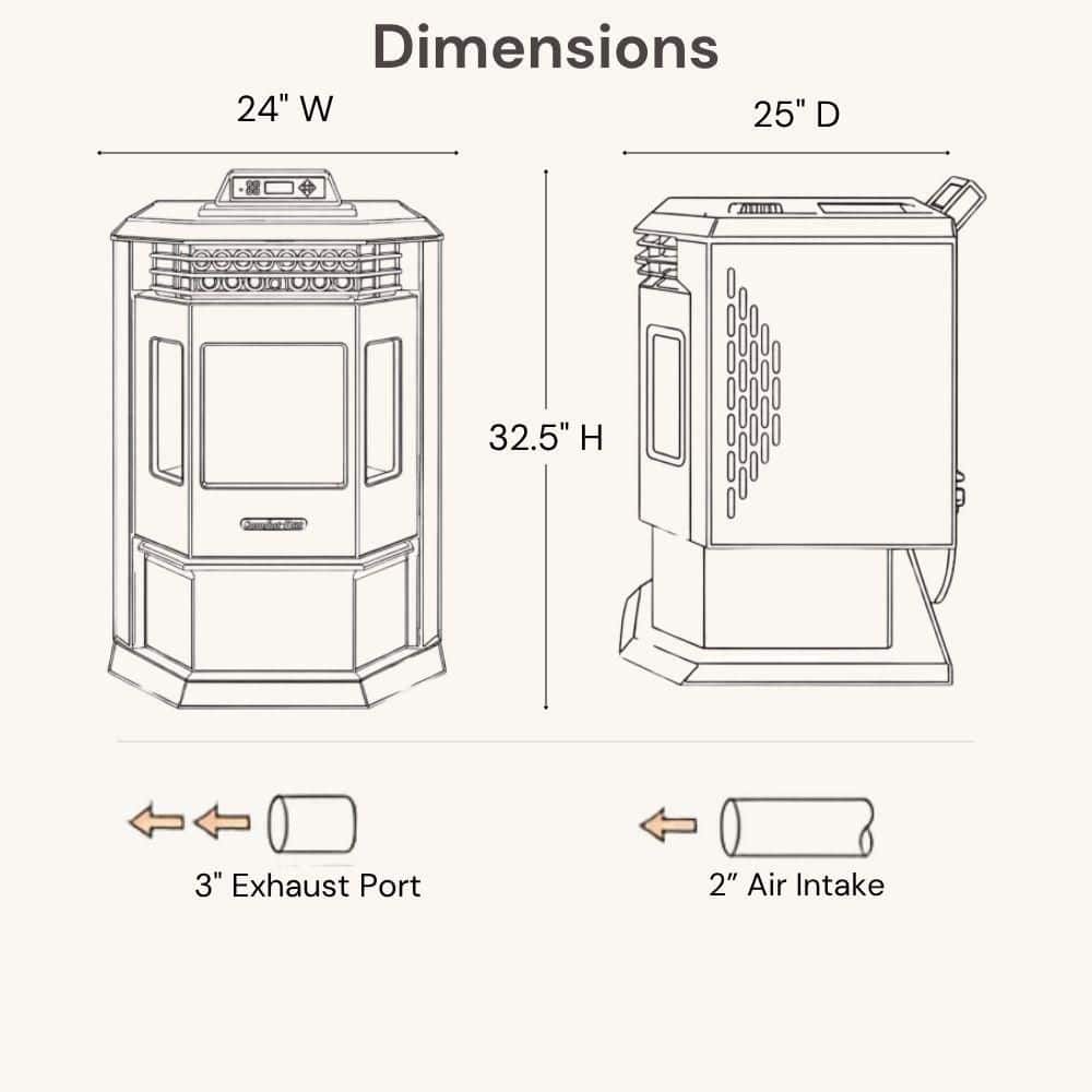 ComfortBilt 2,800 sq. ft. Pellet Stove with 55 lbs. Hopper in Black HP22-Black