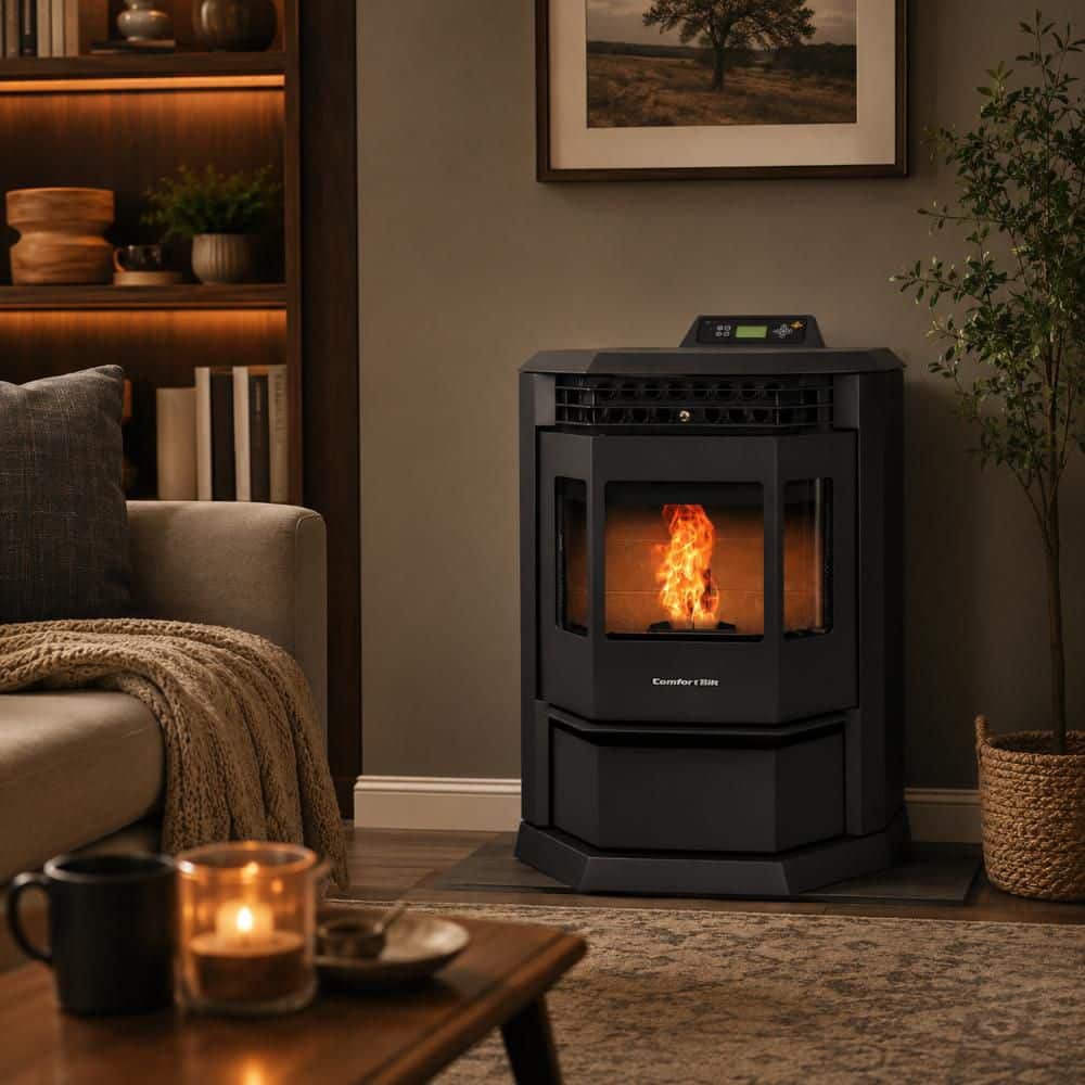 ComfortBilt 2,800 sq. ft. Pellet Stove with 55 lbs. Hopper in Black HP22-Black