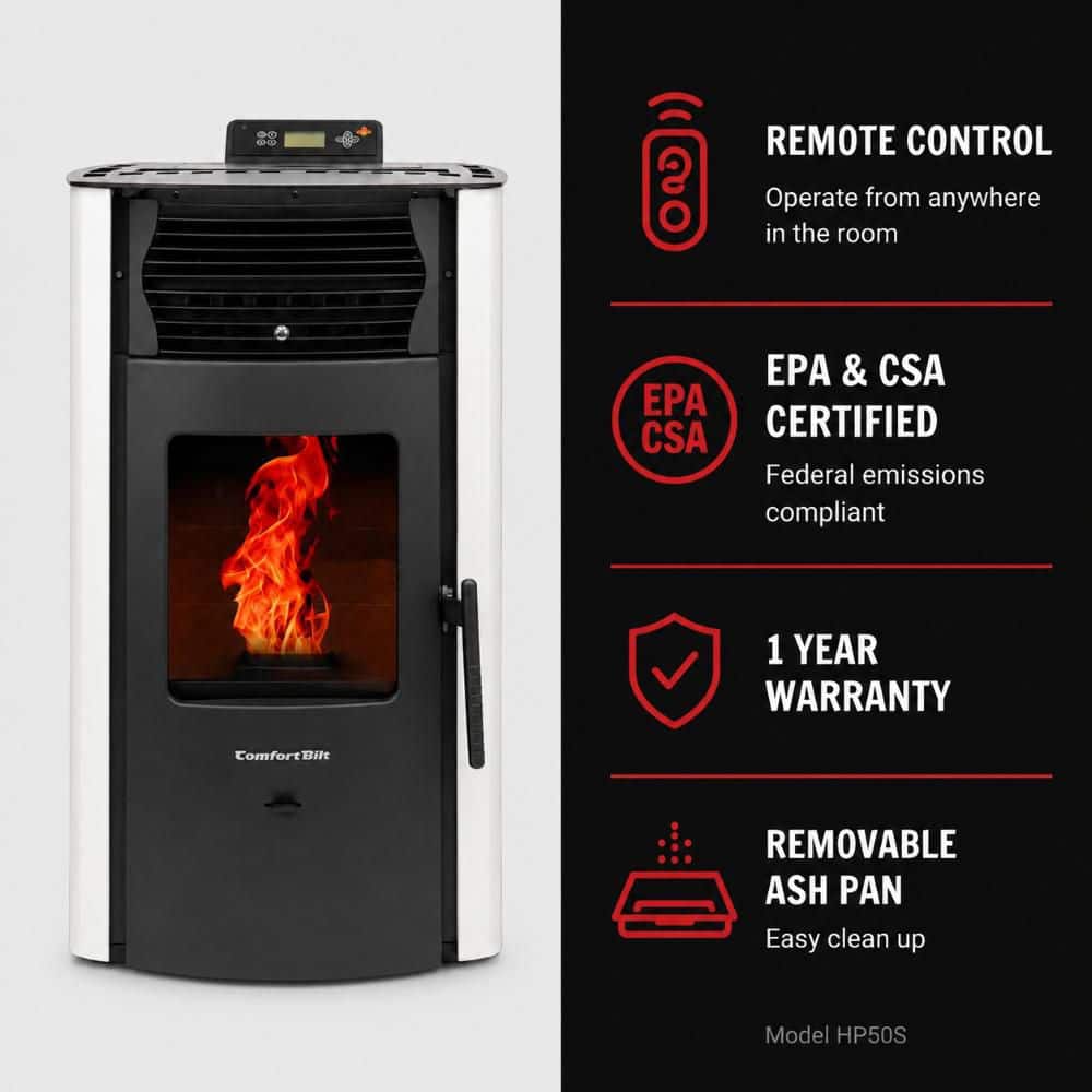 ComfortBilt 2,200 sq. ft. Pellet Stove with a 47 lbs. Hopper in White HP50-White