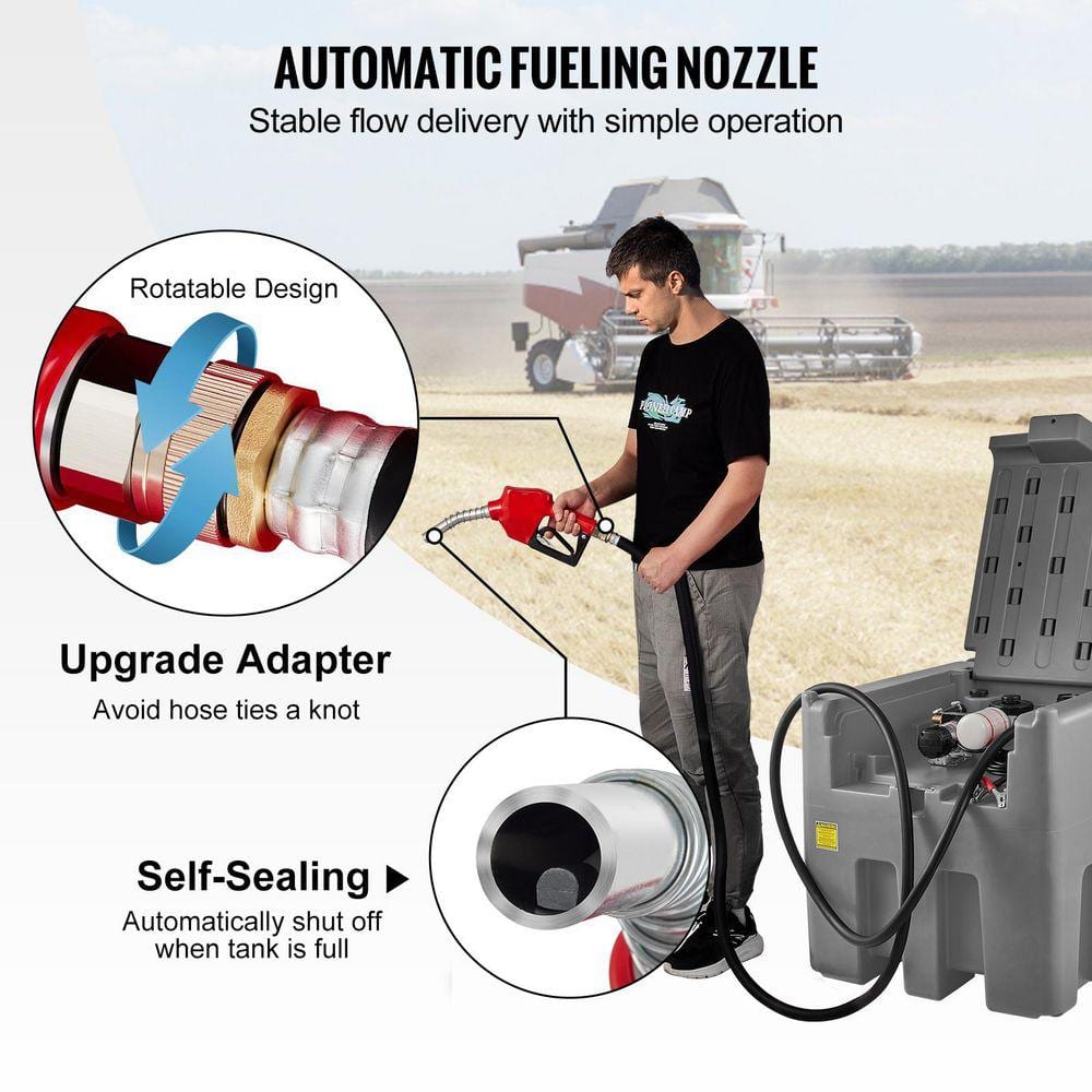 SKYSHALO Portable Diesel Tank, 116 Gallon Capacity and 10 GPM Flow Rate, Diesel Fuel Tank with 12V Electric Transfer Pump, Gray SLYXJLBDDWC79VOFMV0-730