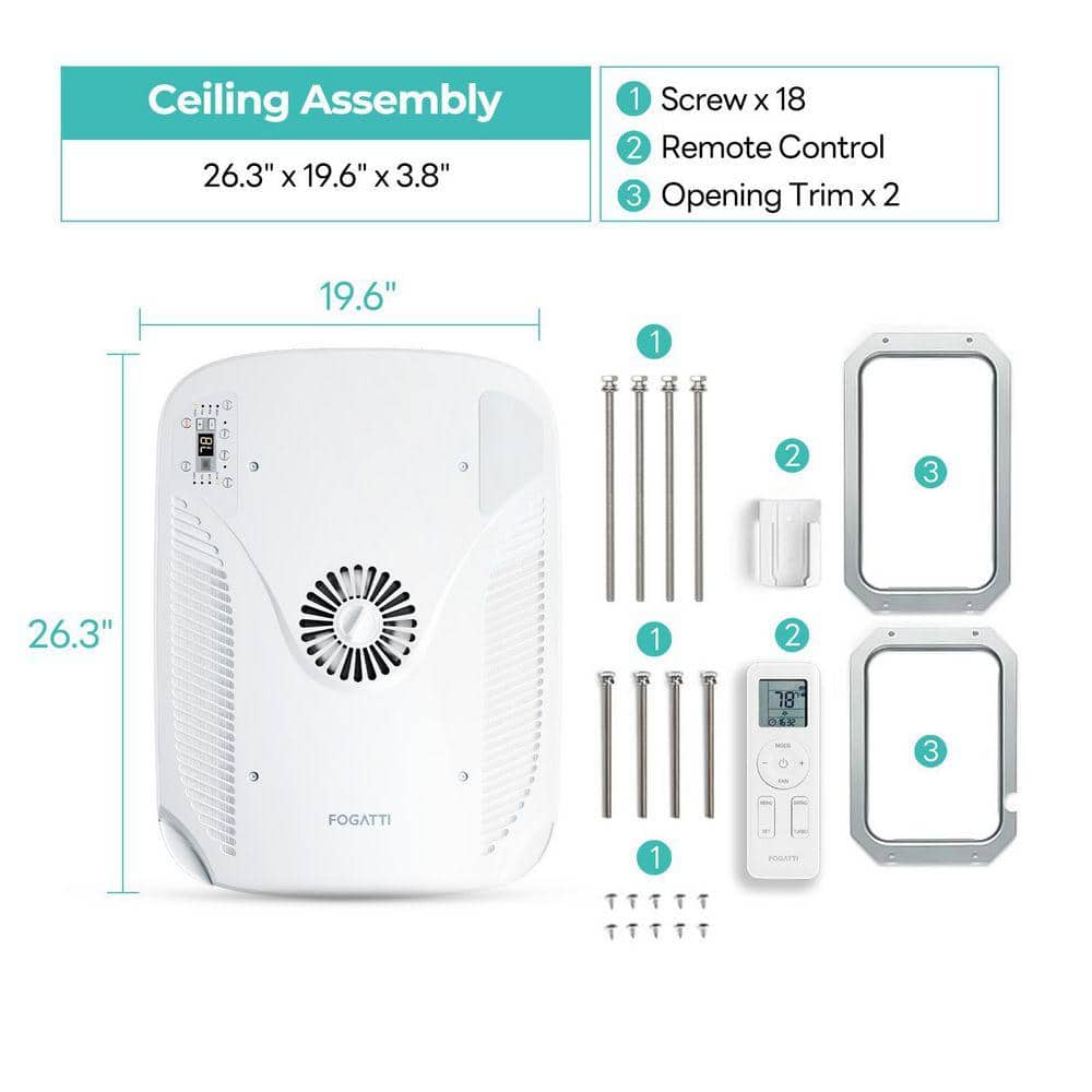 FOGATTI 16000 BTU RV Rooftop Air Conditioner with Heat Pump, Non-Ducted Camper, Ultra Quiet 43dB, WiFi Control, 2-Year Warranty RB160A1W