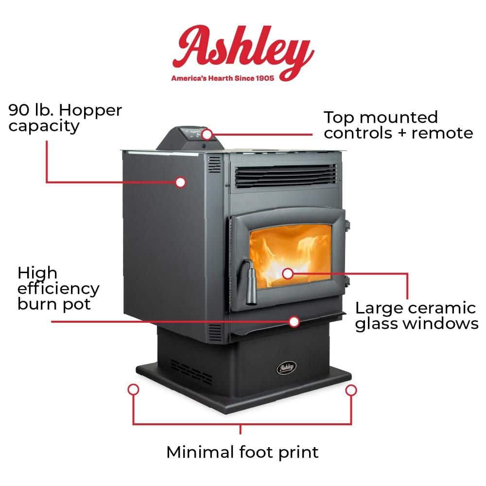 Ashley Hearth Products Ashley 2200 sq. ft. Pedestal Pellet Stove 90 LB. Hopper-Wi-Fi AP5617-W