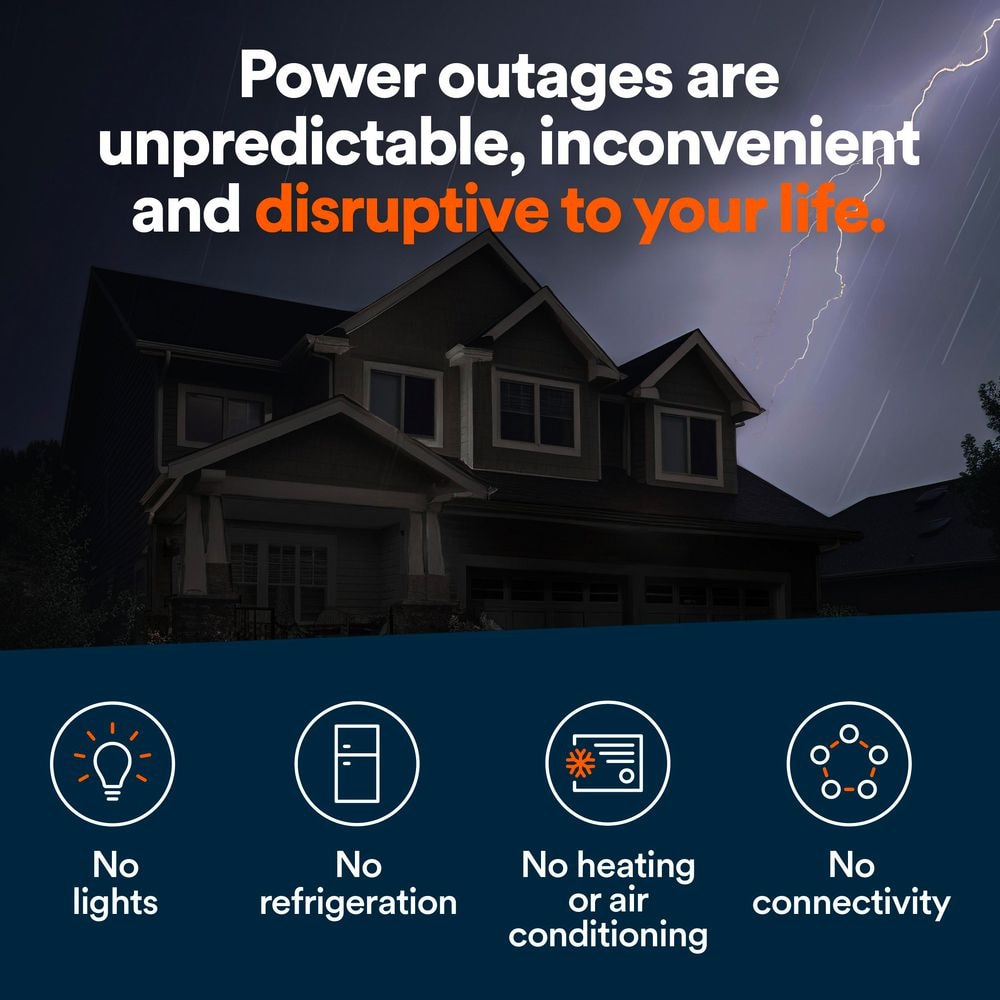 Generac 26kW Air-Cooled Auto Start Natural Gas or Propane Whole House Generator and 200 Amp Transfer Switch w/ Smart Monitoring 7328