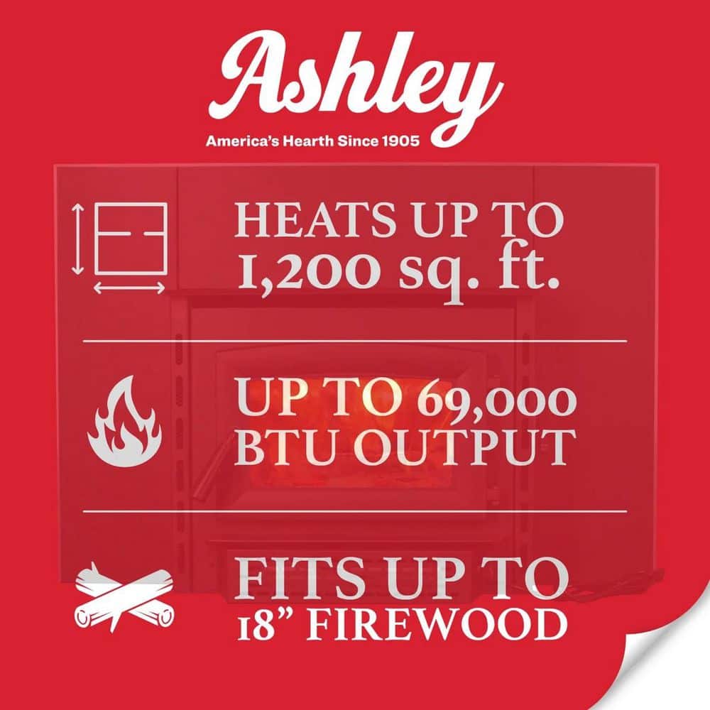 Ashley Hearth Products 26 in. 1,200 sq. ft. EPA Certified Wood-Burning Fireplace Insert AW1820E