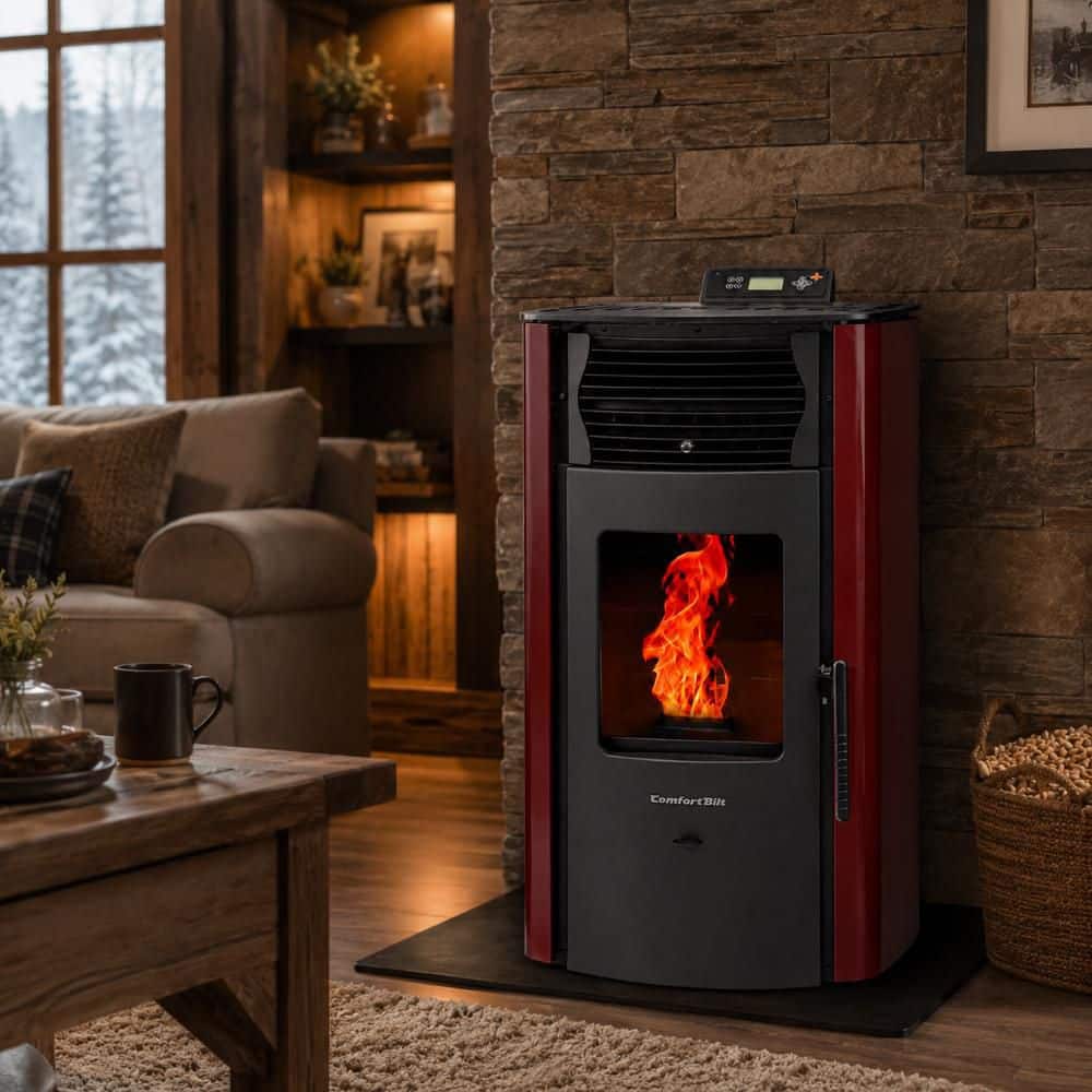 ComfortBilt 2,200 sq. ft. Pellet Stove with a 47 lbs. Hopper in Burgundy HP50-Burg