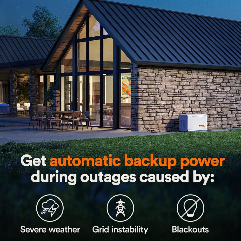 Generac Guardian 18,000-Watt (LP)/17,000-Watt (NG) Air-Cooled Whole House Generator with Wi-Fi and 200-Amp Transfer Switch 7228