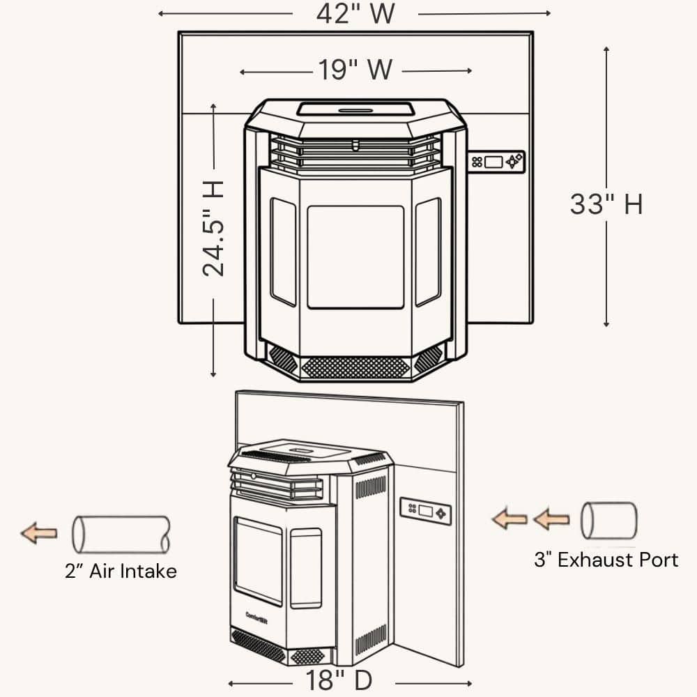 ComfortBilt 2,800 sq. ft. Pellet Stove Fireplace Insert with a 47 lbs. Hopper in Black HP22i