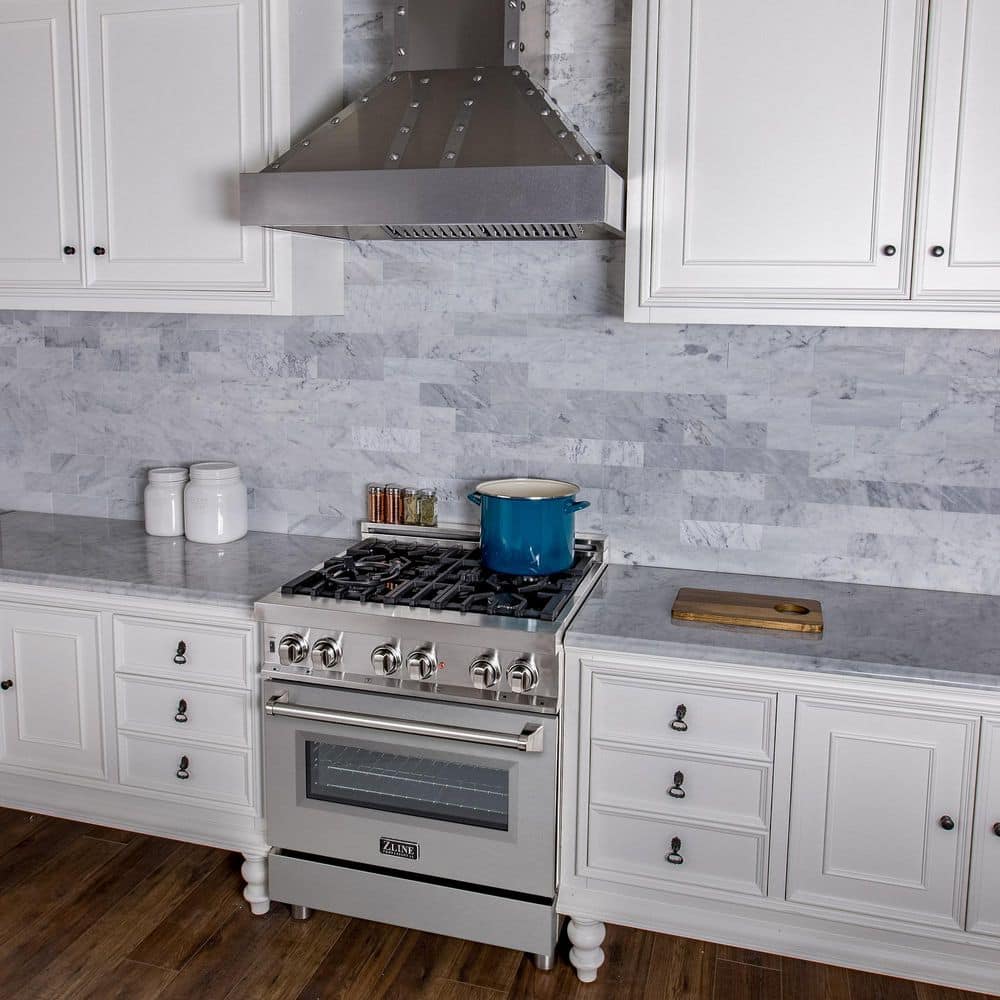 ZLINE Kitchen and Bath 30 in. Legacy Dual Fuel Range with 4 Burners and Electric Oven in Stainless Steel with Satin Stainless Steel Door RA-SN-30