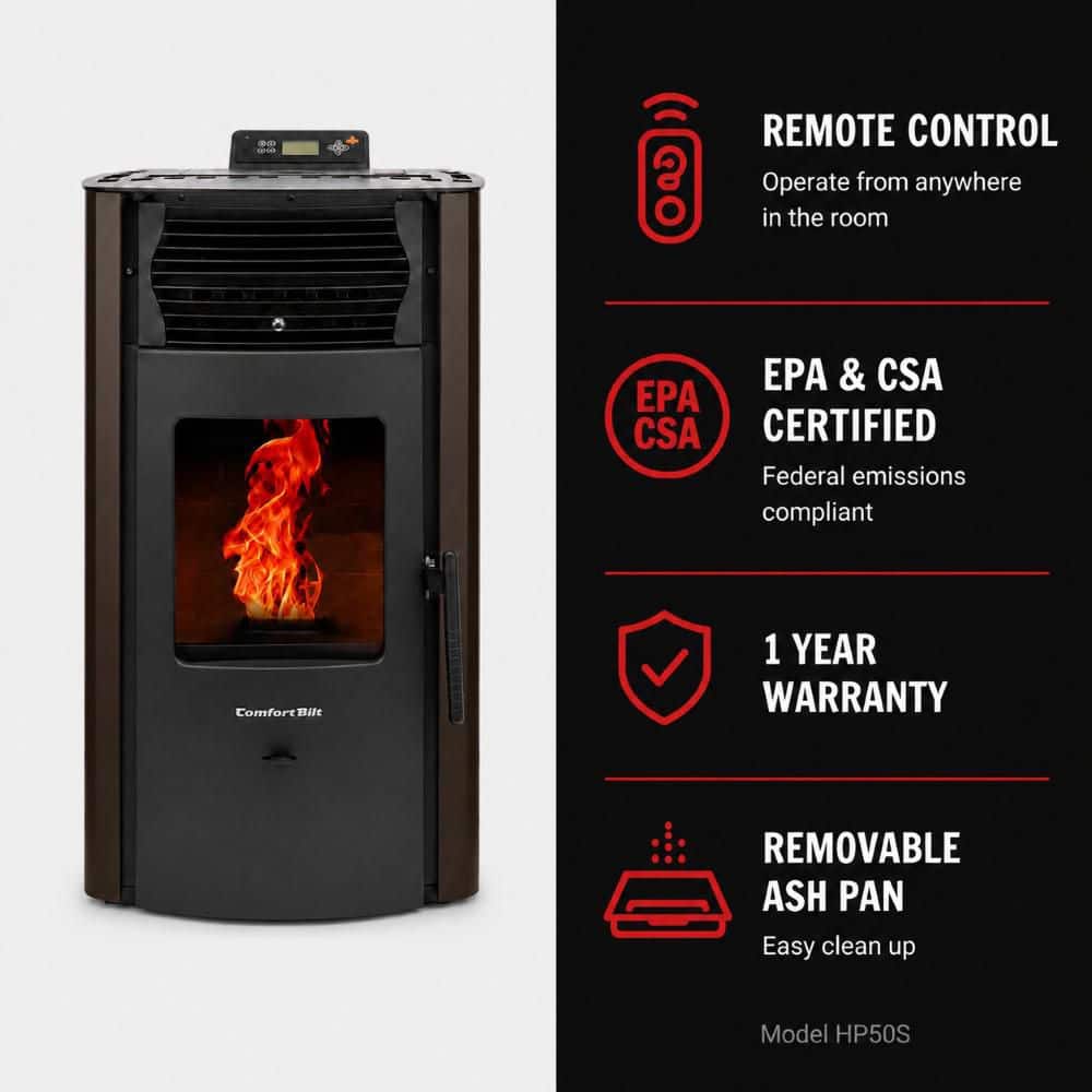 ComfortBilt 2,200 sq. ft. Pellet Stove with a 47 lbs. Hopper in Bronze HP50S-Brown