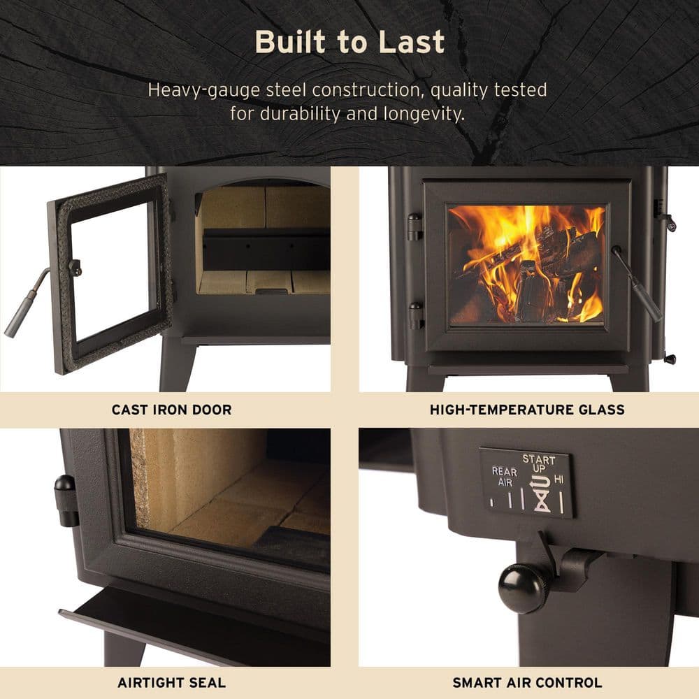 Forge & Flame WoodPro 300 3,000 sq. ft. EPA Certified Steel Wood Stove w/ Smart Air Control FF-WP-300
