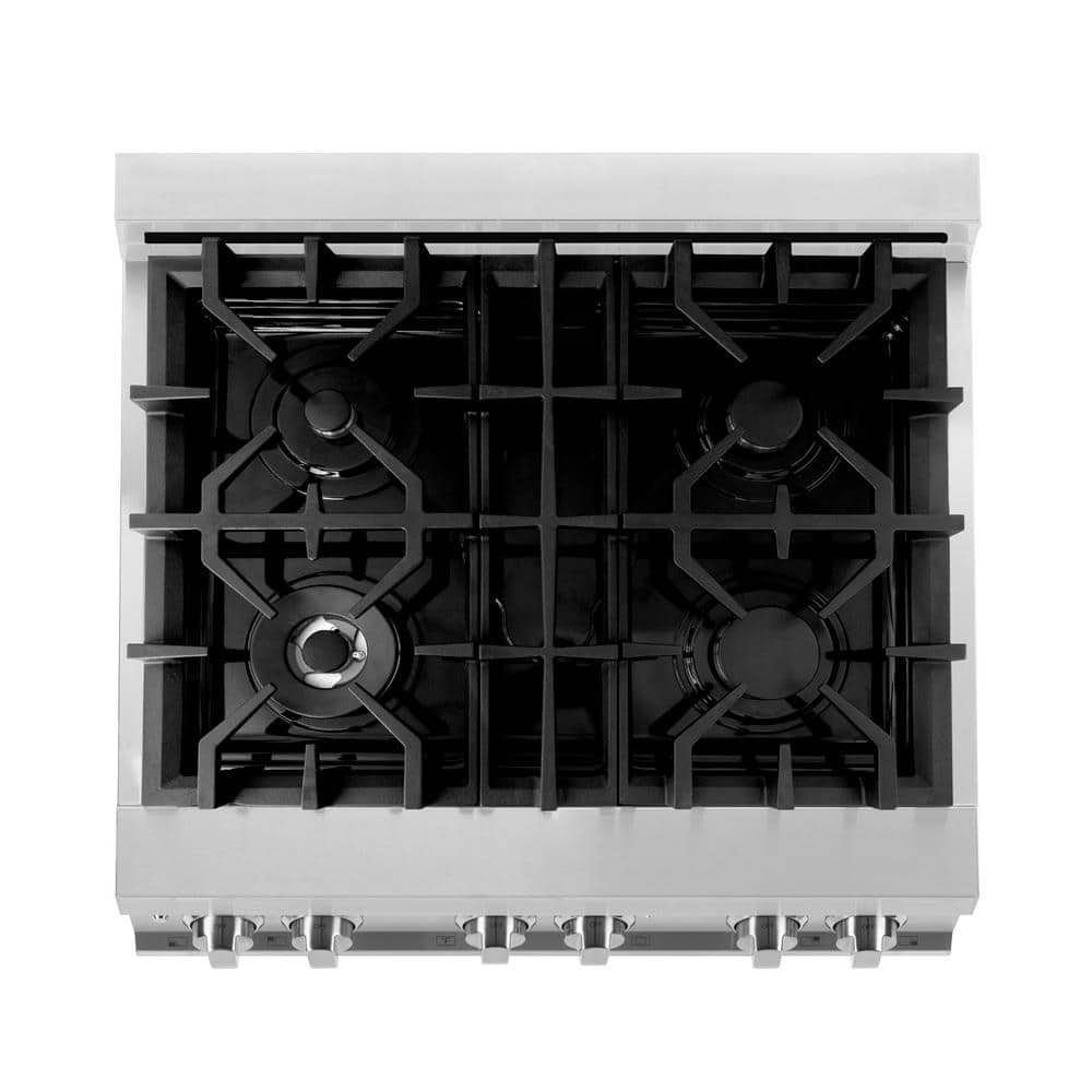 ZLINE Kitchen and Bath 30 in. Legacy Dual Fuel Range with 4 Burners and Electric Oven in Stainless Steel with Satin Stainless Steel Door RA-SN-30