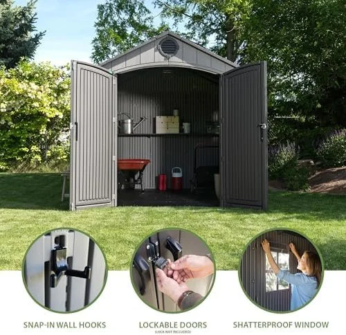 Lifetime Outdoor Storage Shed, 8 x 10 Foot, Grays
