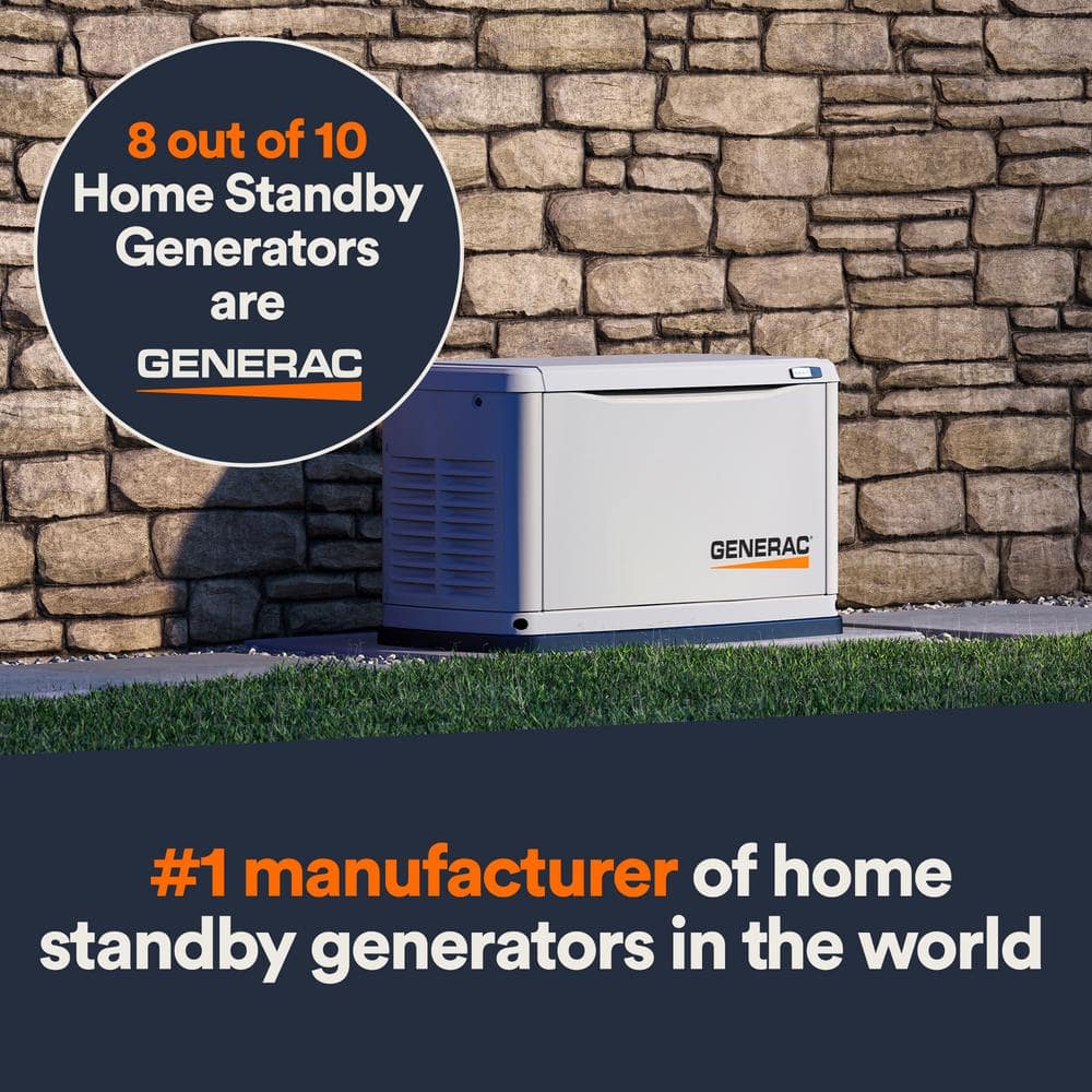 Generac 22,000 Watt - Dual Fuel Air- Cooled Whole House Home Standby Generator, Smart Home Monitoring & 200-AMP Transfer Switch 7043