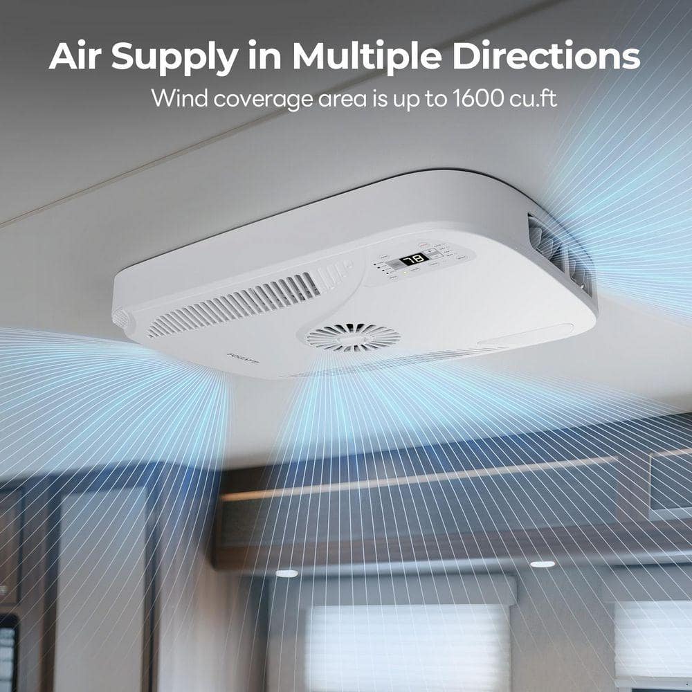 FOGATTI 16000 BTU RV Rooftop Air Conditioner with Heat Pump, Non-Ducted Camper, Ultra Quiet 43dB, WiFi Control, 2-Year Warranty RB160A1W