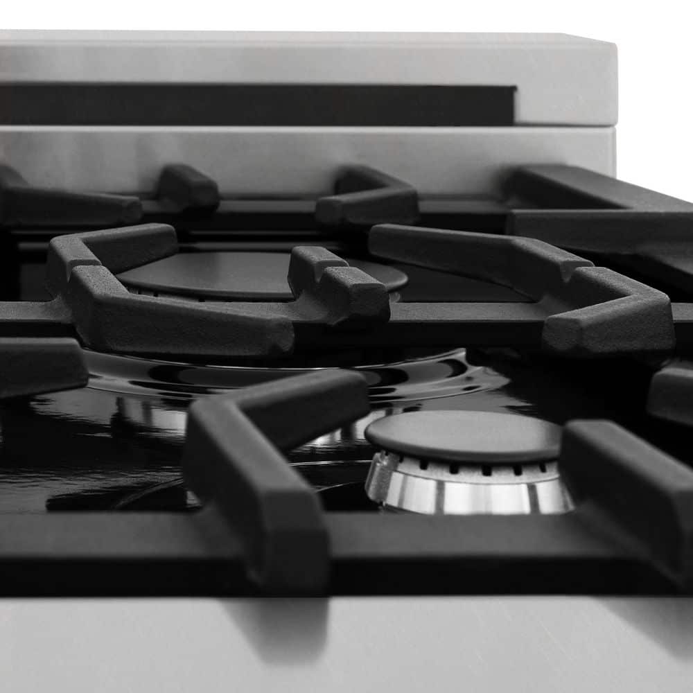 ZLINE Kitchen and Bath 30 in. Legacy Dual Fuel Range with 4 Burner Gas Cooktop and Electric Convection Oven in Satin Stainless Steel RAS-SN-30