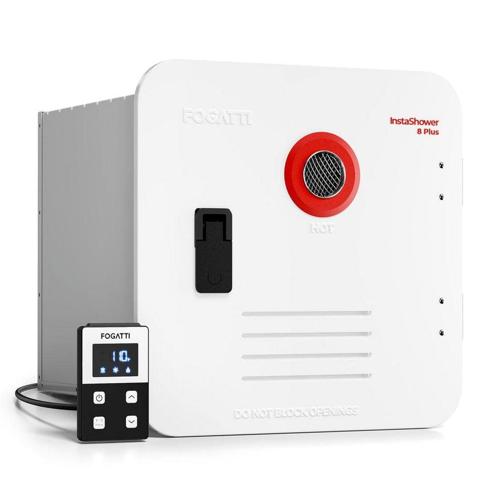 FOGATTI 55,000 BTU RV Propane Tankless Water Heater with White Door, 2.9 GPM, Remote Controller, 2-Years Warranty FS08B1SWD