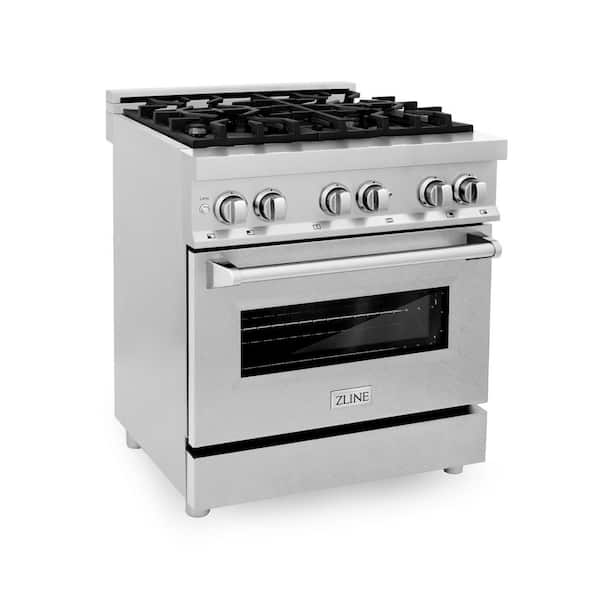 ZLINE Kitchen and Bath 30 in. Legacy Dual Fuel Range with 4 Burners and Electric Oven in Stainless Steel with Satin Stainless Steel Door RA-SN-30