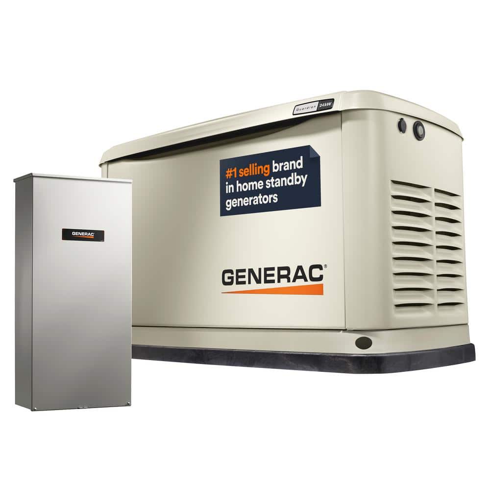 Generac 24,000 Watt - Dual Fuel Air- Cooled Whole House Home Standby Generator, Smart Home Monitoring & 200-AMP Transfer Switch 72101