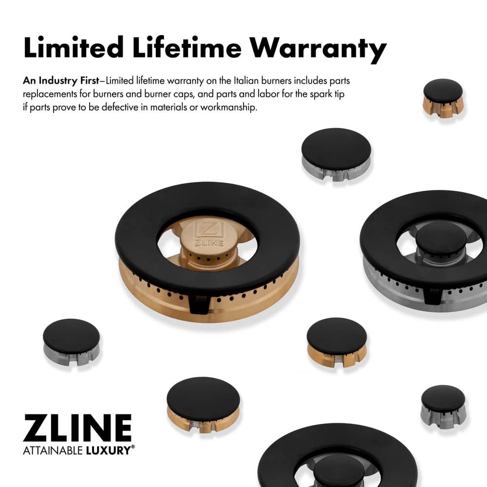 ZLINE Kitchen and Bath Autograph Edition 36 in. 6 Burner Dual Fuel Range in Stainless Steel and Champagne Bronze RAZ-36-CB